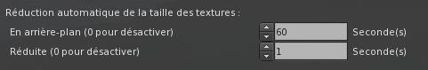 Interface de gestion de la taille des textures