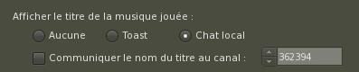 Interface de l'option qui définit l'affichage des titre de musique