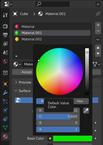 Fichier:Animesh tuto OSWIKI capture blender 0023 Editeur materiaux Selecteur couleurs.jpg