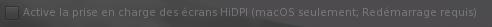 Interface du paramètre HiDPI