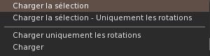 Menu de chargement des poses