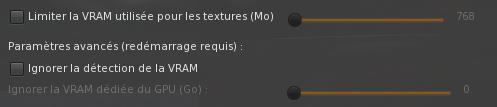 Interface du paramètre de gestion de la VRAM