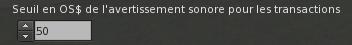 Interface de l'option qui permet de jouer un son au dépassement d'un seuil