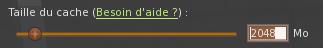 Interface (curseur) pour définir la taille du cache des textures