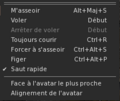 Menu déplacement Firestorm 7.2.4