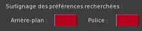 Interface de configuration du surlignage de la recherche