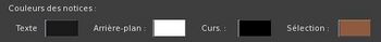 Interface de configuration des couleurs des notices