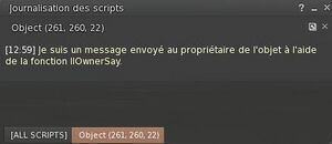 Fenêtre de débogage