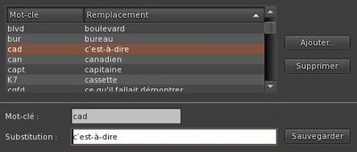 Sélection d'une ligne