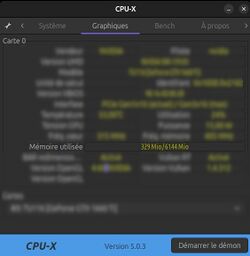 Onglet Graphique du logiciel CPU-X