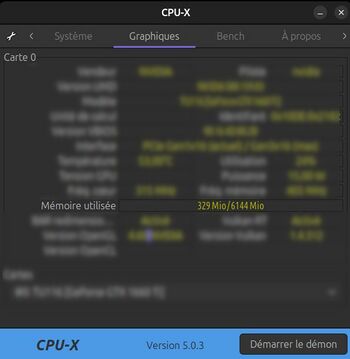 Onglet Graphique du logiciel CPU-X