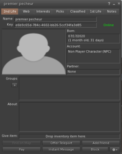 Fenêtre du profil